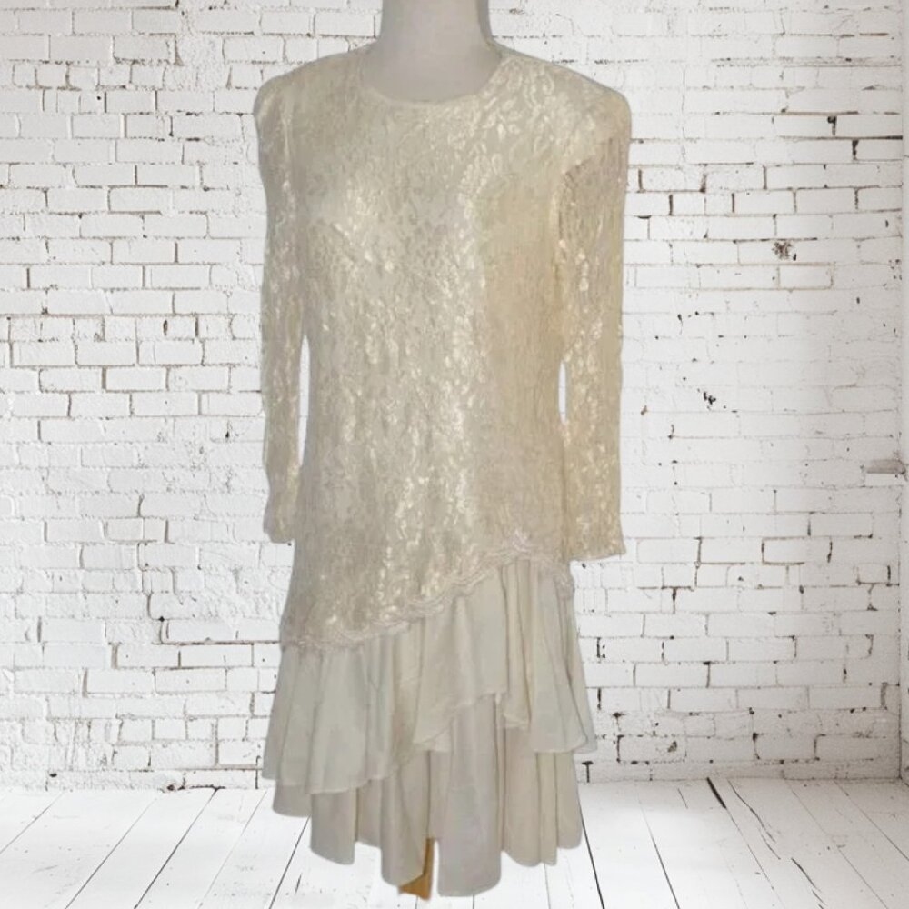 Vintage David Rose  Lace Bodice Zip Back Party Dress